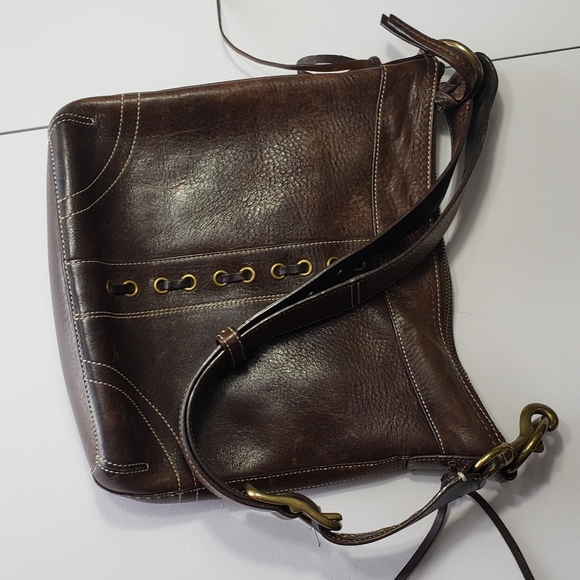 Coach Vintage Chelsea Rich Brown Pebbled Leather Shoulder Bag Crossbody - Picture 2 of 5